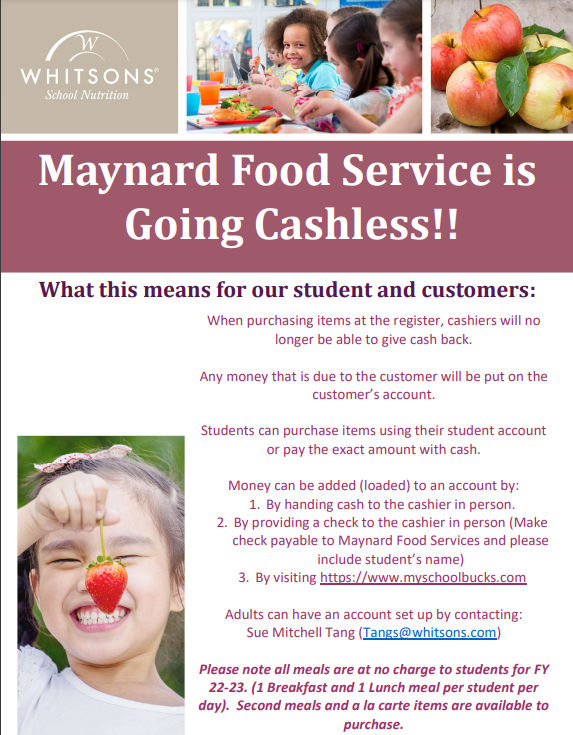 Information on cashless food service
